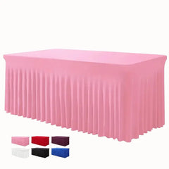 6ft, Rectangle Table Skirts, Polyester Fitted Table Covers, Black Table Cloth For 6 Ft Table With Skirt,Spandex Table Cover SHOWLU FASHION STORE