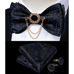 Pink Plaid Solid Men's Self Tie Bow Tie Silk Jacquard Woven Wedding Party Bowtie Hanky Brooch Set Men Butterfly Necktie DiBanGu SHOWLU FASHION STORE