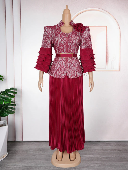 African Clothes for Women 2 PCS Sets Tops And Skirts Suits Dashiki Ankara Turkey Outfits Gown Plus Size Wedding Party Dresses