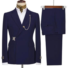 Elegant Men's Suits 2 Pieces Blazer Pants Italian Design Notched Lapel Party Wedding Slim Fit Costume Homme (Blazer+Pants)