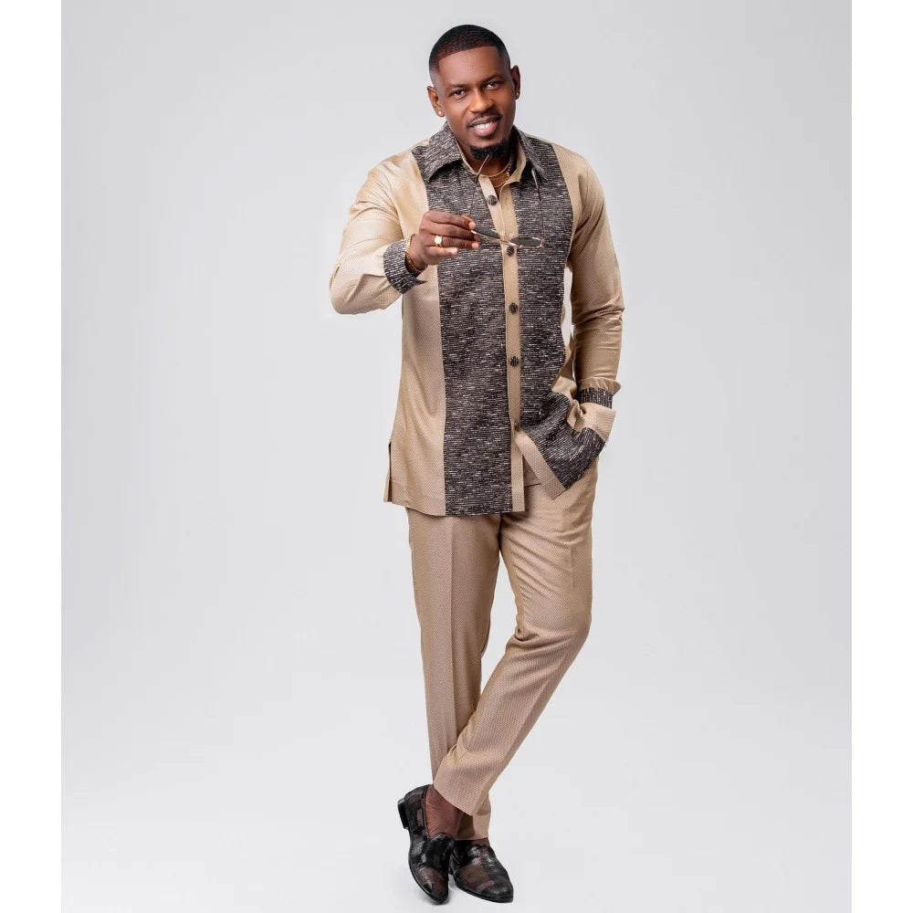 2025 new traditional men's suit luxury gentleman's shirt suit casual travel banquet men's two-piece set fashionable men's suit SHOWLU FASHION STORE
