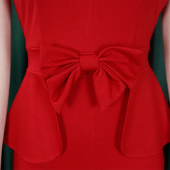 African Women New Dress for 2024 Round Neck Short Sleeve Bow Decorate Sheath Package Hips Knee Length Female Pencil Dress Cloth