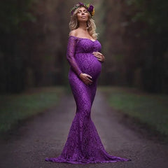 Maternity Dress for PhotoShoot Dresses Maxi Maternity Gown Gravidas Roupas Lace Sexy Women Clothes Maternity Photography Props