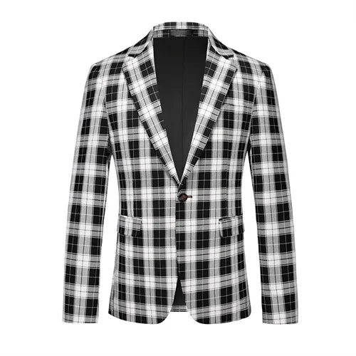 Single Breasted Plaid Suit Men's Clothing Fashion Simple Men Business Social Wedding Party Tuxedo Dress Blazers Jacket SHOWLU FASHION STORE