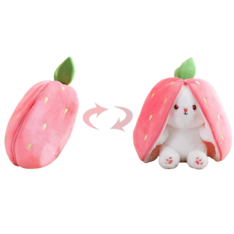 Random 1 Pcs 18cm Cute Stuffed Toys Strawberry Rabbit Radish Rabbit Plush Toys Zipper Doll SHOWLU FASHION STORE