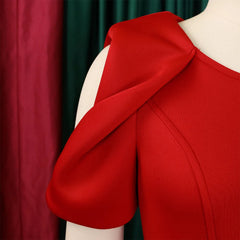 Elegant Dresses for Women O Neck Cold Shoulder Solid Package Hips Mid Calf Luxury Female Birthday Party Dinner Vestidos Mujer SHOWLU FASHION STORE