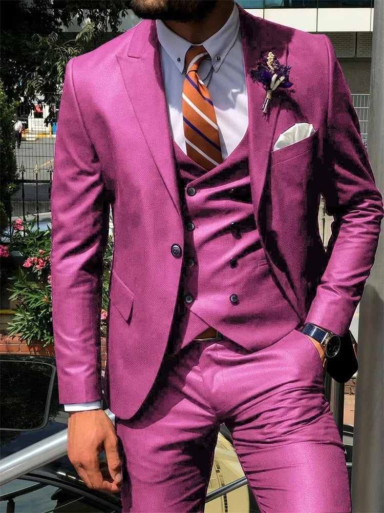 Dark Blue 3 Piece Slim Men Fashion Suit Cutsom Groom Wedding Tuxedo Prom Wedding Tailor Made Men Suit Costume Homme Mariage SHOWLU FASHION STORE