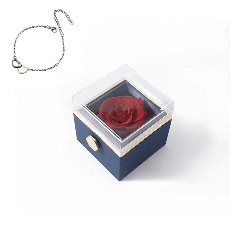 2024 New Valentine's Day Gift Double Heart Bracelets for Women Custom Engraved Name Steel Bracelets Eternal Rose Box Wedding Box SHOWLU FASHION STORE