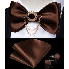 Pink Plaid Solid Men's Self Tie Bow Tie Silk Jacquard Woven Wedding Party Bowtie Hanky Brooch Set Men Butterfly Necktie DiBanGu SHOWLU FASHION STORE