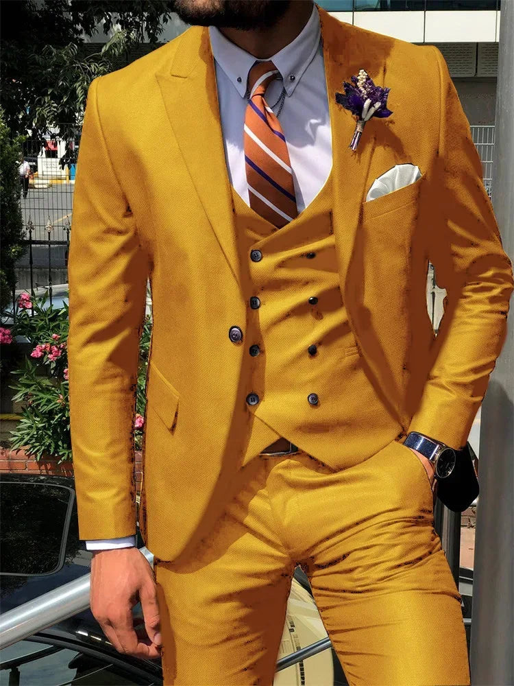 Dark Blue 3 Piece Slim Men Fashion Suit Cutsom Groom Wedding Tuxedo Prom Wedding Tailor Made Men Suit Costume Homme Mariage SHOWLU FASHION STORE