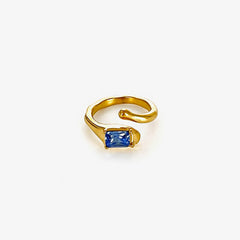 Peri'sbox Vintage Elegant Gold Plated Geometric Moonstone Zircon Rhinestone Open Rings for Women Party Daily Jewelry Waterproof SHOWLU FASHION STORE