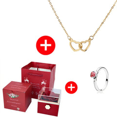 2024 New Valentine Eternal Rose Jewelry Ring Box Rotate Wedding Pendant Necklace Storage Case for Women Girlfriend SHOWLU FASHION STORE