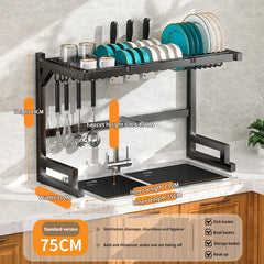 Thickened Multifunctional Dish Drain Rack Simple Kitchen Accessories Stainless Steel Kitchen Sink Storage Rack Utensil Holder