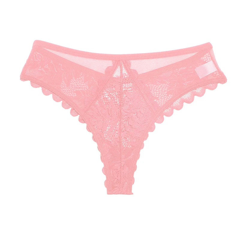 Lace Underwear Women's Panties Sexy Low-Waist Thong Hollow Out G String Female Underpant Solid Comfortable Female Lingerie SHOWLU FASHION STORE
