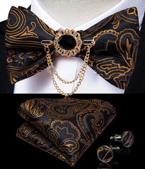 Pink Plaid Solid Men's Self Tie Bow Tie Silk Jacquard Woven Wedding Party Bowtie Hanky Brooch Set Men Butterfly Necktie DiBanGu SHOWLU FASHION STORE