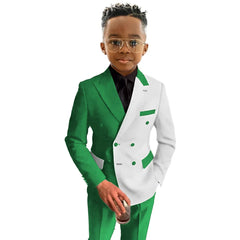 Boys Suit Fashion Wedding Tuxedo 2-piece Set Pointed Collar Jacket Double Breasted Blazer Pants for Party SHOWLU FASHION STORE