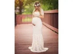 Elegant V Neck Photography Dresses for Pregnant Women Short Sleeve Maxi Maternity Dresses for Photoshoot Pregnancy Clothes New