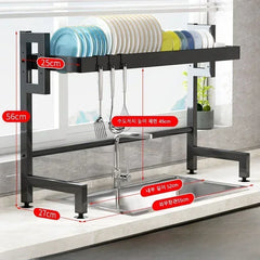 Sink Dish Cabinet Scalable Adjustment Stainless Steel Drain Rack Tabletop Bowl and Plate Organizer Household Kitchen Accessories