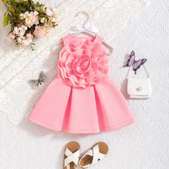 Prowow Fashionable Baby Summer Dresses Sleeveless Big Flower Ruffles Princess Party Dress For Girls Toddler Kids Clothes 2025