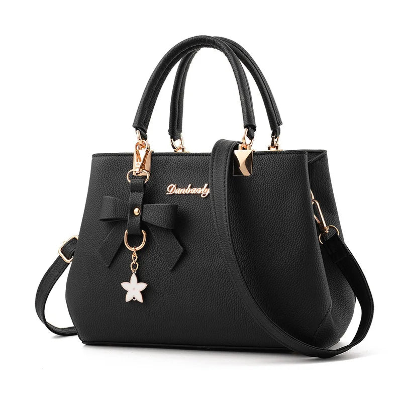 Yogodlns Elegant Women Messenger Bags with flower pendant Office Ladies Totes Pure Handbag for female Crossbody Shoulder Bags SHOWLU FASHION STORE