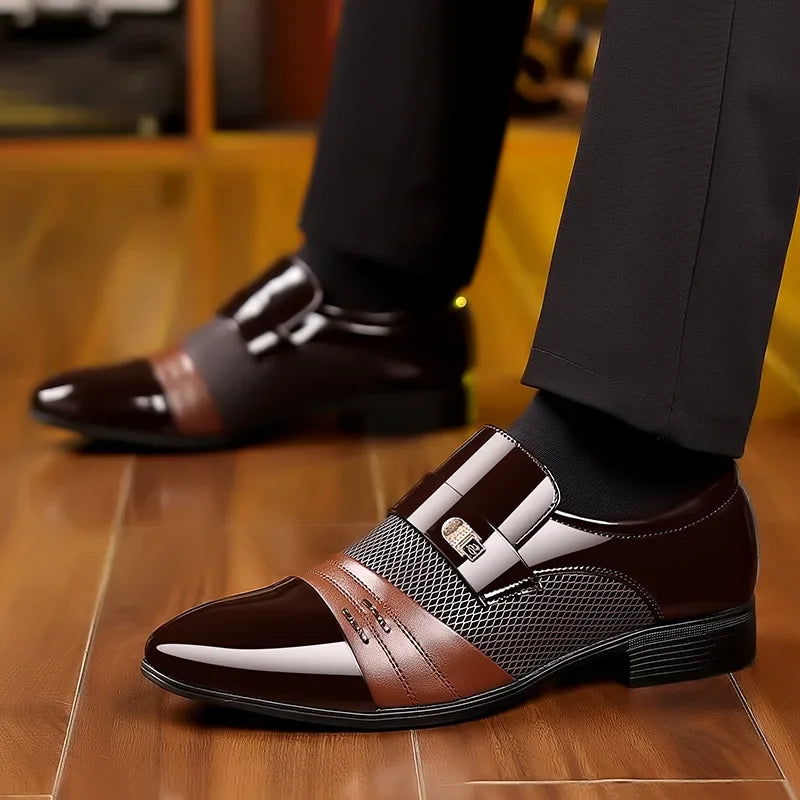 Classic Business Dress Men Shoes Red Men Oxford Shoes Wedding Casual Party Shoe for Men Loafers Colorblock Men's Leather Shoes SHOWLU FASHION STORE