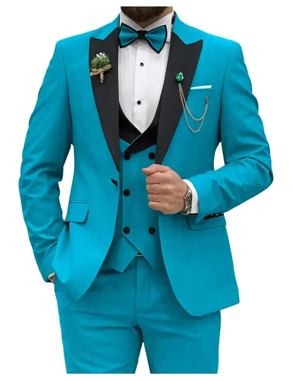 Slim Fit Men Suits Double Groom Formal Business Male Blazer Set Peak Lapel Party Wedding Tuxedo (Jacket+Vest+Pants) SHOWLU FASHION STORE