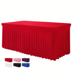 6ft, Rectangle Table Skirts, Polyester Fitted Table Covers, Black Table Cloth For 6 Ft Table With Skirt,Spandex Table Cover SHOWLU FASHION STORE