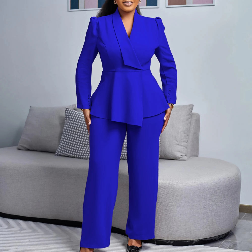 2 Two Piece Wide Leg Pant Suit for Women Formal Pants Set Elegant Wedding Party Dress Office Work Business Outfits Formal Wear SHOWLU FASHION STORE