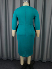 Elegant Church Dresses for Women Peplum Hidden Belly Long Sleeves Midi Classy Modest Female African Gowns Office Ladies New Fall SHOWLU FASHION STORE
