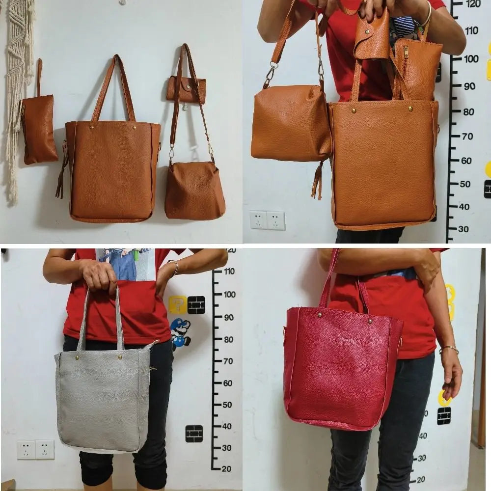 4Pcs/set Leather Crossbody Bags Women Bag Set Pattern Portable Fashion Shoulder Bags Purse Ladies PU Crossbody Bag SHOWLU FASHION STORE