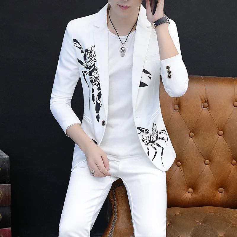 New two-piece suit (suit + western pants) slim and handsome Korean version of the suit business casual handsome suit men's suit SHOWLU FASHION STORE