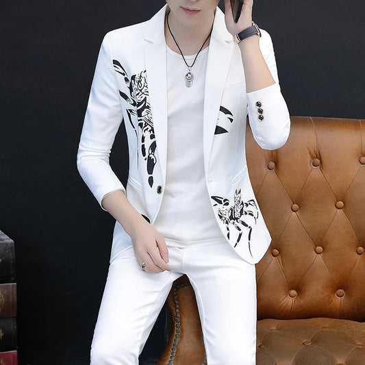New two-piece suit (suit + western pants) slim and handsome Korean version of the suit business casual handsome suit men's suit SHOWLU FASHION STORE