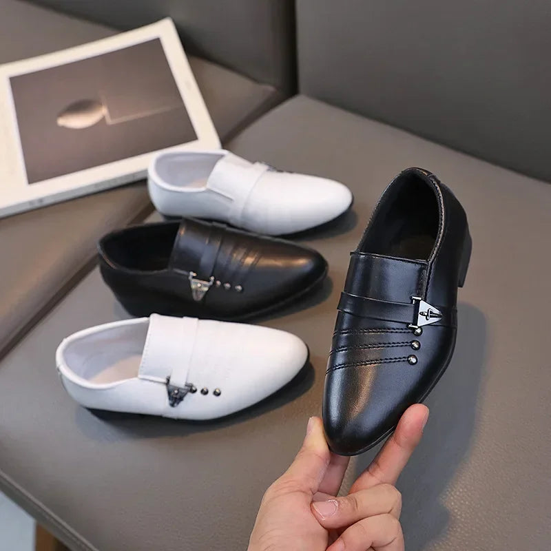 Children's Leather Shoes for Boys Toddler Kids Party Wedding Formal Performance Shoes School All-match Black White Loafers Shoes SHOWLU FASHION STORE
