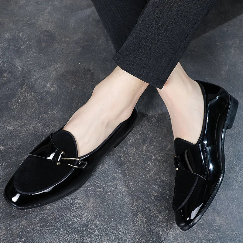 Men's Casual Leather Shoes Buckle Trendy Party Wedding Shoe Mens Comfortable Driving Flats Men Moccasins Loafers EUR Sizes 38-48 SHOWLU FASHION STORE