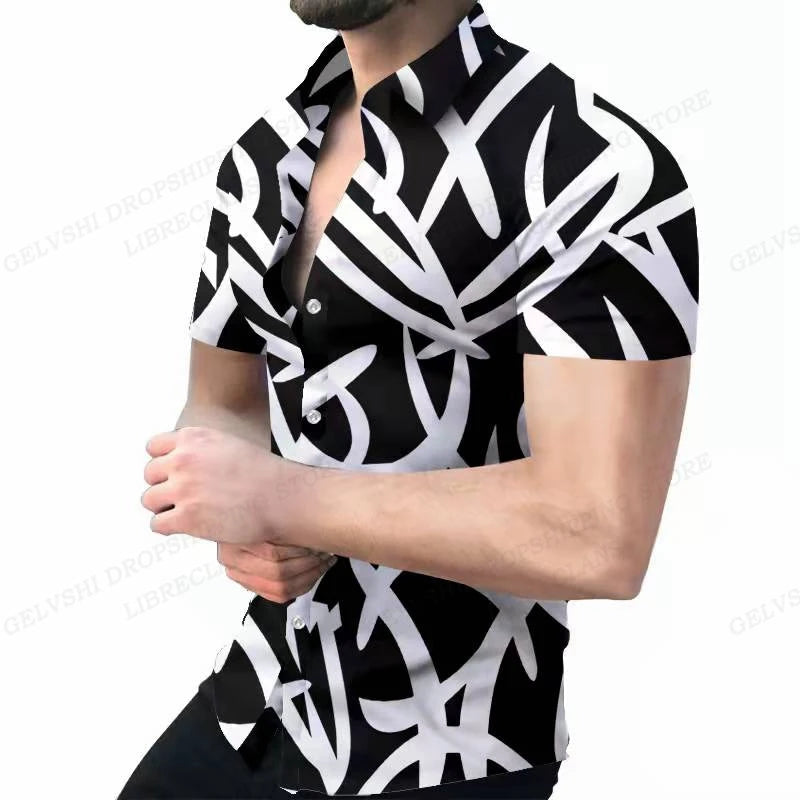 Geometric 3d Print Beach Shirts Short Sleeve Hawaiian Shirts Men's Blouses Graphic Shirt Cuba Camisa Men's Clothing SHOWLU FASHION STORE