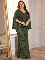 Lucyinlove Plus Size Luxury Gold Evening Dresses Women 2024 Long Sleeve Mermaid Formal Sequins Prom Wedding Party Cocktail Gowns SHOWLU FASHION STORE