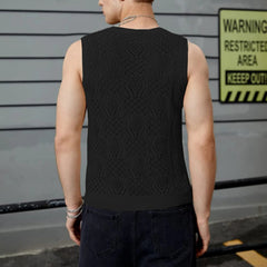 Beach Tops For Men Men'S Knitted Hollowed Out Vest Crew Neck Sleeveless Male Clothes With Designs Camiseta Sin Mangas Hombre SHOWLU FASHION STORE