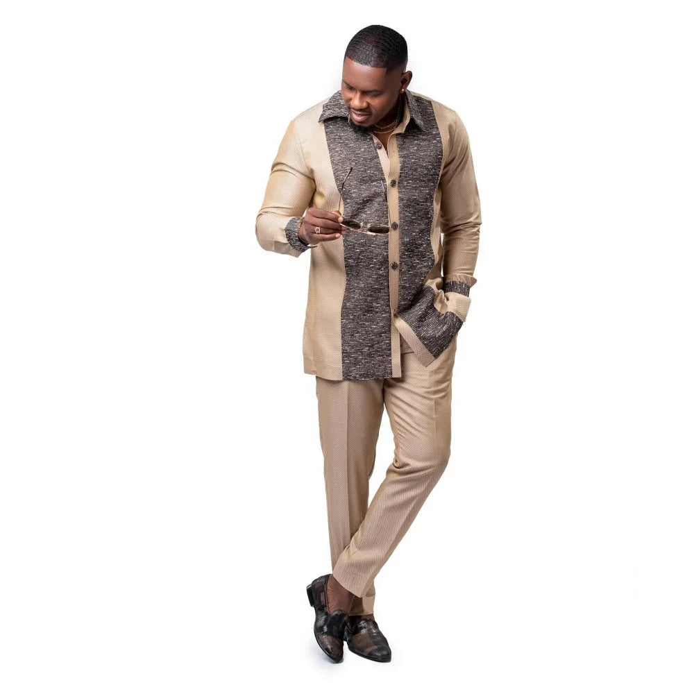 2025 new traditional men's suit luxury gentleman's shirt suit casual travel banquet men's two-piece set fashionable men's suit SHOWLU FASHION STORE