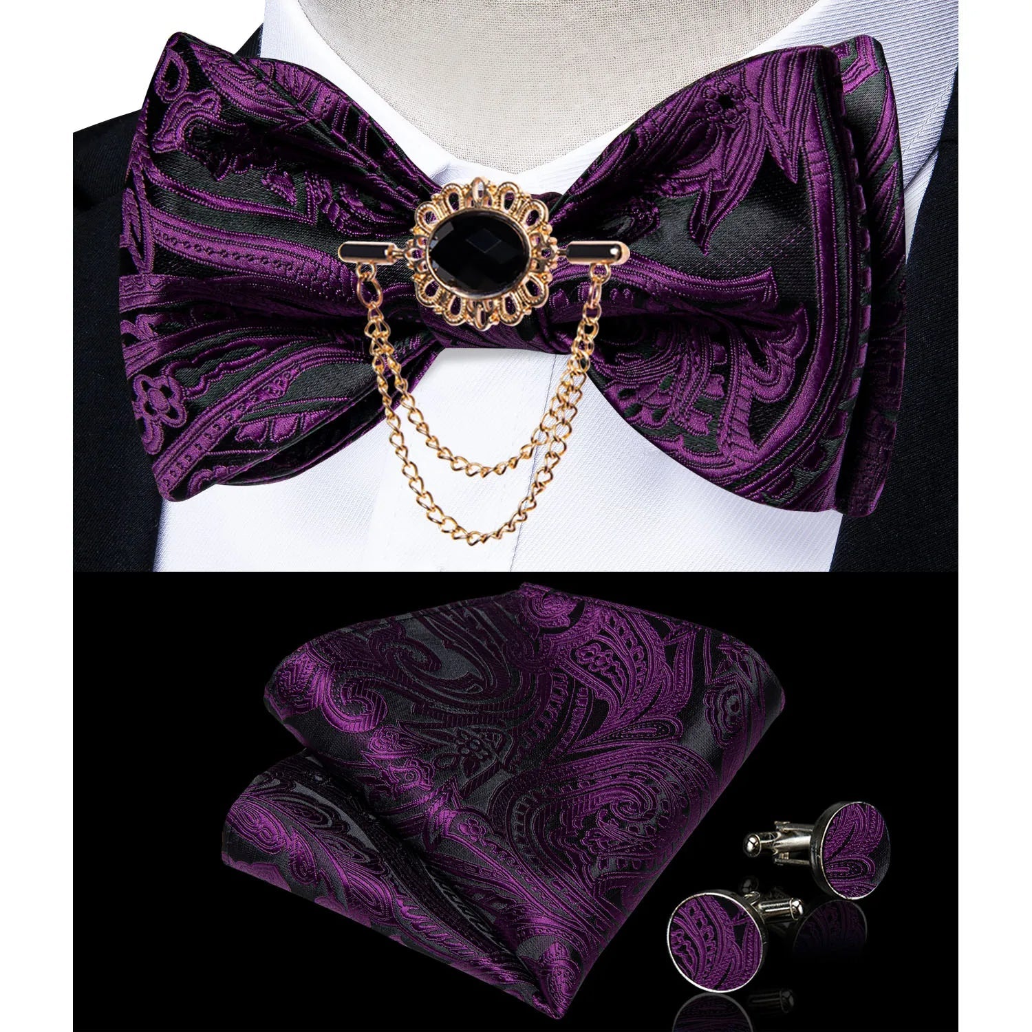 Pink Plaid Solid Men's Self Tie Bow Tie Silk Jacquard Woven Wedding Party Bowtie Hanky Brooch Set Men Butterfly Necktie DiBanGu SHOWLU FASHION STORE