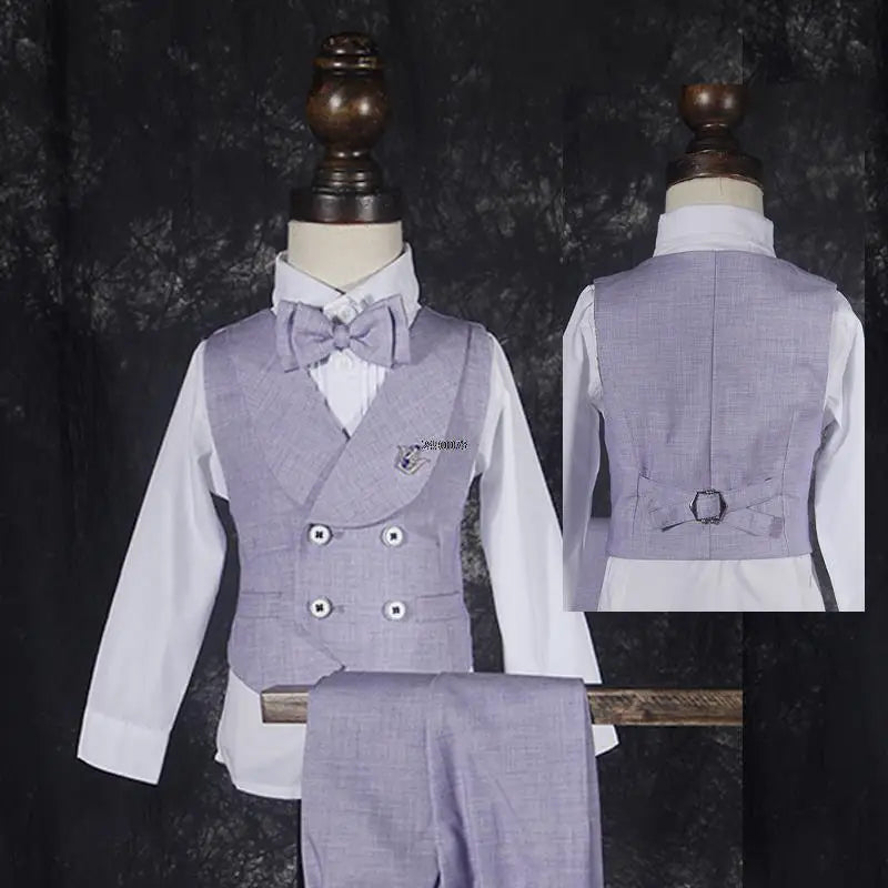 Newborn Baby Kids1 Year Birthday Suit Flower Boys Formal Purple Wedding Suit Children Photograph Dress Performance Show Costume SHOWLU FASHION STORE