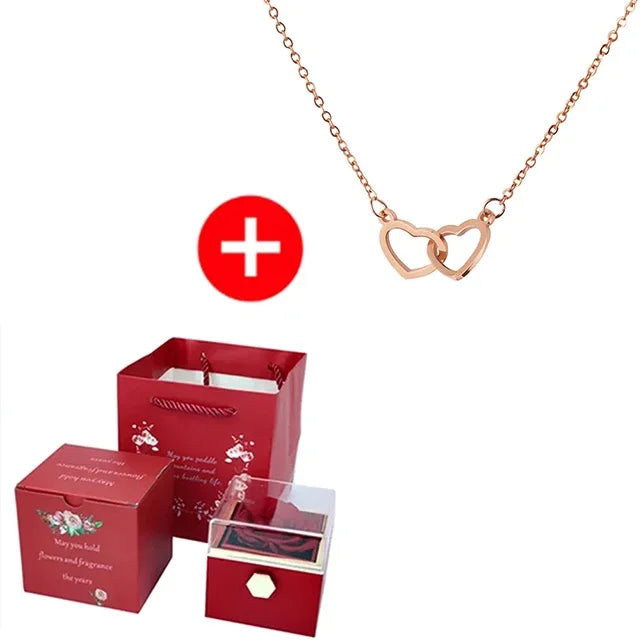2024 New Valentine Eternal Rose Jewelry Ring Box Rotate Wedding Pendant Necklace Storage Case for Women Girlfriend SHOWLU FASHION STORE