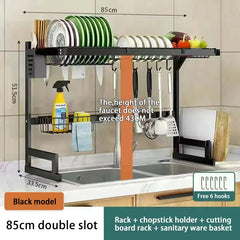 Thickened Multifunctional Dish Drain Rack Simple Kitchen Accessories Stainless Steel Kitchen Sink Storage Rack Utensil Holder