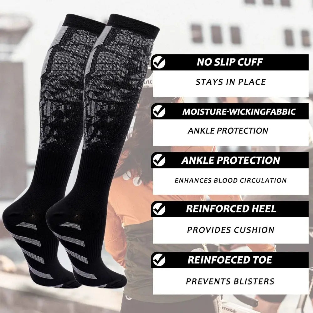 1 Pair Compression Sports Socks for Women and Men - Calf Support Socks for Running Nurses Flight Pregnancy Circulation Athletic SHOWLU FASHION STORE