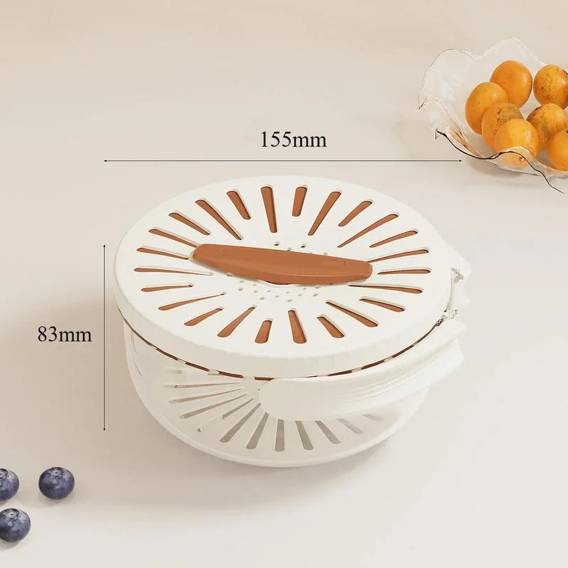 Vegetable Fruit Cleaning And Drainage Basket Folding Water Filter Net Fresh Keeping Box Cleaning Basket  Kitchen storage Gadg