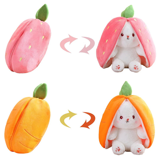 Random 1 Pcs 18cm Cute Stuffed Toys Strawberry Rabbit Radish Rabbit Plush Toys Zipper Doll SHOWLU FASHION STORE