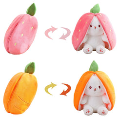Random 1 Pcs 18cm Cute Stuffed Toys Strawberry Rabbit Radish Rabbit Plush Toys Zipper Doll SHOWLU FASHION STORE