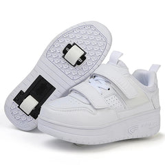 Fashion Girls Boys Roller Skates Children Sneakers With Two Wheels Thick-soled Skateboard Shoes Kids Non-slip Chunky Shoes White SHOWLU FASHION STORE