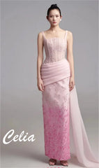 Customized Simple Pink Satin Evening Dresses Exquisite Strapless Sleeveless Celebrity Gowns Fashion Special Occasion Gowns