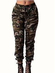 Camo Print Flap Pockets Cargo Pants Casual Straight Leg Pants For Spring & Summer Women's Clothing