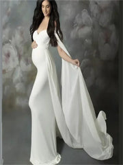 Sexy Shoulderless Maternity Dresses For Photo Shoot Long Fancy Pregnancy Dress Chiffon Women Pregnant Maxi Gown Photography Prop